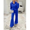image:imageANRABESS Womens 2 Piece Outfits Half Zip Sweatshirt amp Wide Leg Pants Airport Travel Lounge Matching Sets Sweatsuits ClothingRoyal Blue