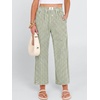 image:imageANRABESS Womens Gingham Striped Pants Palazzo amp Cropped Comfy amp Cute Lounge Pajama Plaid PJ Bottoms With PocketsArmy Green White Plaid