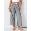 image:imageANRABESS Womens Gingham Striped Pants Palazzo amp Cropped Comfy amp Cute Lounge Pajama Plaid PJ Bottoms With PocketsBlack White Plaid