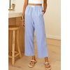 image:imageANRABESS Womens Gingham Striped Pants Palazzo amp Cropped Comfy amp Cute Lounge Pajama Plaid PJ Bottoms With PocketsBlue White Stripe