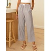 image:imageANRABESS Womens Gingham Striped Pants Palazzo amp Cropped Comfy amp Cute Lounge Pajama Plaid PJ Bottoms With PocketsBrown White Stripe