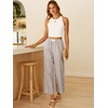 image:imageANRABESS Womens Gingham Striped Pants Palazzo amp Cropped Comfy amp Cute Lounge Pajama Plaid PJ Bottoms With PocketsBrown White Stripe