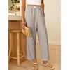 image:imageANRABESS Womens Gingham Striped Pants Palazzo amp Cropped Comfy amp Cute Lounge Pajama Plaid PJ Bottoms With PocketsBrown White Stripe