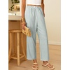image:imageANRABESS Womens Gingham Striped Pants Palazzo amp Cropped Comfy amp Cute Lounge Pajama Plaid PJ Bottoms With PocketsGreen White Stripe