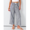 image:imageANRABESS Womens Gingham Striped Pants Palazzo amp Cropped Comfy amp Cute Lounge Pajama Plaid PJ Bottoms With PocketsNavy Blue White Plaid
