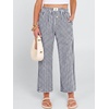 image:imageANRABESS Womens Gingham Striped Pants Palazzo amp Cropped Comfy amp Cute Lounge Pajama Plaid PJ Bottoms With PocketsNavy Blue White Plaid