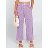 image:imageANRABESS Womens Gingham Striped Pants Palazzo amp Cropped Comfy amp Cute Lounge Pajama Plaid PJ Bottoms With PocketsPurple White Plaid