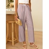 image:imageANRABESS Womens Gingham Striped Pants Palazzo amp Cropped Comfy amp Cute Lounge Pajama Plaid PJ Bottoms With PocketsRed White Stripe
