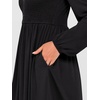 image:imageANRABESS Womens Long Lantern Sleeve Dresses 2026 Spring Casual Smocked High Waist Flowy Short Dress with Pockets TrendyBlack