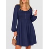 image:imageANRABESS Womens Long Lantern Sleeve Dresses 2026 Spring Casual Smocked High Waist Flowy Short Dress with Pockets TrendyBlack Blue