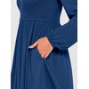 image:imageANRABESS Womens Long Lantern Sleeve Dresses 2026 Spring Casual Smocked High Waist Flowy Short Dress with Pockets TrendyDark Blue