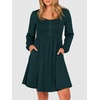 image:imageANRABESS Womens Long Lantern Sleeve Dresses 2026 Spring Casual Smocked High Waist Flowy Short Dress with Pockets TrendyDeep Green