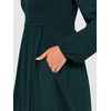 image:imageANRABESS Womens Long Lantern Sleeve Dresses 2026 Spring Casual Smocked High Waist Flowy Short Dress with Pockets TrendyDeep Green