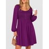 image:imageANRABESS Womens Long Lantern Sleeve Dresses 2026 Spring Casual Smocked High Waist Flowy Short Dress with Pockets TrendyDeep Purple