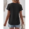 image:imageANRABESS Womens Short Sleeve Lace Top 2026 Henley V Neck Shirts Versatile Trendy Casual Office Outfits for Work amp SummerBlack