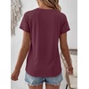 image:imageANRABESS Womens Short Sleeve Lace Top 2026 Henley V Neck Shirts Versatile Trendy Casual Office Outfits for Work amp SummerBurgundy
