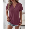 image:imageANRABESS Womens Short Sleeve Lace Top 2026 Henley V Neck Shirts Versatile Trendy Casual Office Outfits for Work amp SummerBurgundy