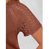 image:imageANRABESS Womens Short Sleeve Lace Top 2026 Henley V Neck Shirts Versatile Trendy Casual Office Outfits for Work amp SummerBurnt Brown