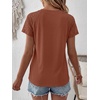 image:imageANRABESS Womens Short Sleeve Lace Top 2026 Henley V Neck Shirts Versatile Trendy Casual Office Outfits for Work amp SummerBurnt Brown
