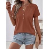 image:imageANRABESS Womens Short Sleeve Lace Top 2026 Henley V Neck Shirts Versatile Trendy Casual Office Outfits for Work amp SummerBurnt Brown
