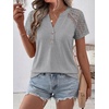 image:imageANRABESS Womens Short Sleeve Lace Top 2026 Henley V Neck Shirts Versatile Trendy Casual Office Outfits for Work amp SummerGray