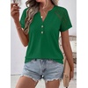 image:imageANRABESS Womens Short Sleeve Lace Top 2026 Henley V Neck Shirts Versatile Trendy Casual Office Outfits for Work amp SummerGreen