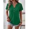image:imageANRABESS Womens Short Sleeve Lace Top 2026 Henley V Neck Shirts Versatile Trendy Casual Office Outfits for Work amp SummerGreen