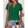 image:imageANRABESS Womens Short Sleeve Lace Top 2026 Henley V Neck Shirts Versatile Trendy Casual Office Outfits for Work amp SummerGreen