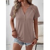 image:imageANRABESS Womens Short Sleeve Lace Top 2026 Henley V Neck Shirts Versatile Trendy Casual Office Outfits for Work amp SummerLight Coffee