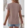 image:imageANRABESS Womens Short Sleeve Lace Top 2026 Henley V Neck Shirts Versatile Trendy Casual Office Outfits for Work amp SummerLight Coffee