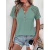 image:imageANRABESS Womens Short Sleeve Lace Top 2026 Henley V Neck Shirts Versatile Trendy Casual Office Outfits for Work amp SummerLight Green