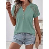 image:imageANRABESS Womens Short Sleeve Lace Top 2026 Henley V Neck Shirts Versatile Trendy Casual Office Outfits for Work amp SummerLight Green