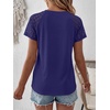 image:imageANRABESS Womens Short Sleeve Lace Top 2026 Henley V Neck Shirts Versatile Trendy Casual Office Outfits for Work amp SummerNavy Blue