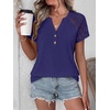 image:imageANRABESS Womens Short Sleeve Lace Top 2026 Henley V Neck Shirts Versatile Trendy Casual Office Outfits for Work amp SummerNavy Blue