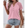 image:imageANRABESS Womens Short Sleeve Lace Top 2026 Henley V Neck Shirts Versatile Trendy Casual Office Outfits for Work amp SummerPink