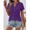 image:imageANRABESS Womens Short Sleeve Lace Top 2026 Henley V Neck Shirts Versatile Trendy Casual Office Outfits for Work amp SummerPurple