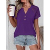 image:imageANRABESS Womens Short Sleeve Lace Top 2026 Henley V Neck Shirts Versatile Trendy Casual Office Outfits for Work amp SummerPurple