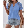 image:imageANRABESS Womens Short Sleeve Lace Top 2026 Henley V Neck Shirts Versatile Trendy Casual Office Outfits for Work amp SummerSky Blue