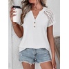 image:imageANRABESS Womens Short Sleeve Lace Top 2026 Henley V Neck Shirts Versatile Trendy Casual Office Outfits for Work amp SummerWhite