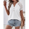 image:imageANRABESS Womens Short Sleeve Lace Top 2026 Henley V Neck Shirts Versatile Trendy Casual Office Outfits for Work amp SummerWhite