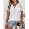 image:imageANRABESS Womens Short Sleeve Lace Top 2026 Henley V Neck Shirts Versatile Trendy Casual Office Outfits for Work amp SummerWhite