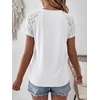 image:imageANRABESS Womens Short Sleeve Lace Top 2026 Henley V Neck Shirts Versatile Trendy Casual Office Outfits for Work amp SummerWhite