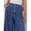 image:imageANRABESS Womens Wide Leg Palazzo JeansCropped Ankle LengthHigh Waist Baggy Barrel Denim Pants with PocketsDark Blue
