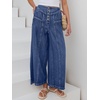 image:imageANRABESS Womens Wide Leg Palazzo JeansCropped Ankle LengthHigh Waist Baggy Barrel Denim Pants with PocketsDark Blue