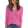 image:imageANRABESS Long Sleeve Shirts for Women V Neck Casual Fall Tops Loose Fit Lightweight Sweaters Tunic Fashion 2026 ClothesHot Pink