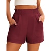 image:imageANRABESS Shorts for Women Summer Casual Elastic High Waisted Wide Leg Cute Dressy 2026 Vacation Beach ClothesRust Maroon