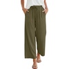 image:imageANRABESS Women Wide Leg Pants Summer Palazzo High Waisted Casual Loose Lounge Flowy Capri Cropped Beach Trousers Work OutfitsArmy Green