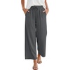 image:imageANRABESS Women Wide Leg Pants Summer Palazzo High Waisted Casual Loose Lounge Flowy Capri Cropped Beach Trousers Work OutfitsDark Gray