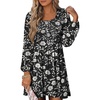 image:imageANRABESS Womens Long Lantern Sleeve Dresses 2026 Spring Casual Smocked High Waist Flowy Short Dress with Pockets TrendyBlack Floral