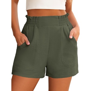 image:imageANRABESS Shorts for Women Summer Casual Elastic High Waisted Wide Leg Cute Dressy 2026 Vacation Beach ClothesArmy Green